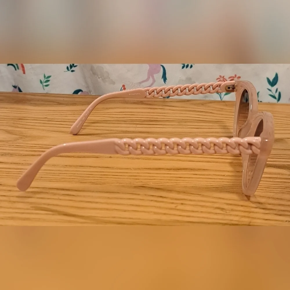 EUC Stella McCartney SC0234S Pink Braid Boho Neutral Cat Eye Sunglass Frames